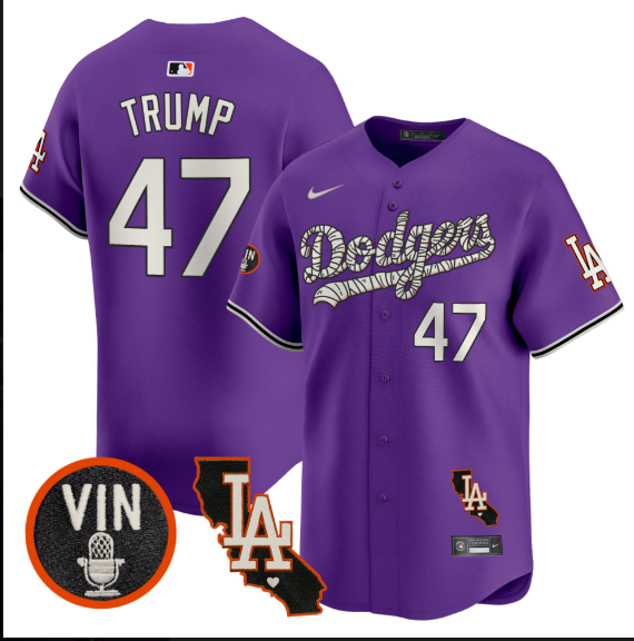 Men Los Angeles Dodgers #47 Trump 2025 purple Limited Stitched Jersey->los angeles dodgers->MLB Jersey